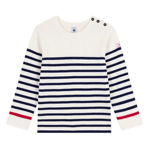 Petit Bateau - Woll-Seemannspullover mit Kontrast | Ecru