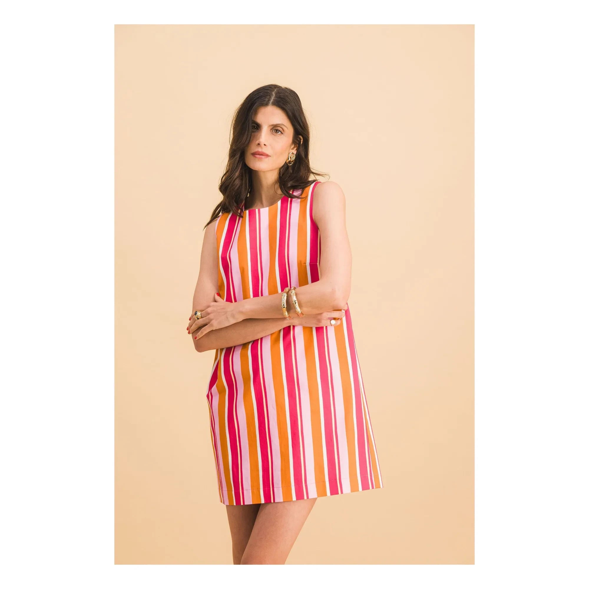 Elise Chalmin - Jane Gestreiftes Baumwollkleid | Rot