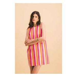 Elise Chalmin - Jane Gestreiftes Baumwollkleid | Rot