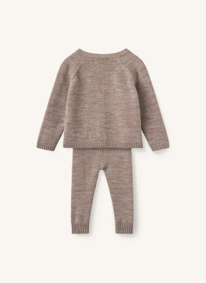 Copenhagen Colors - Merinos Yünlü Hırka ve Tayt Seti | Taupe Brown