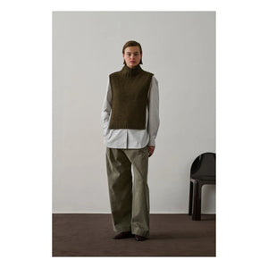 Soeur - Ärmelloser Pullover aus Schurwolle in Gold | Melierte Khaki