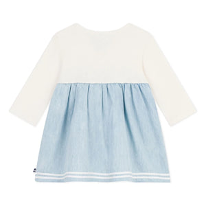 Petit Bateau - Chambray Kleid mit Raffung | Ecru