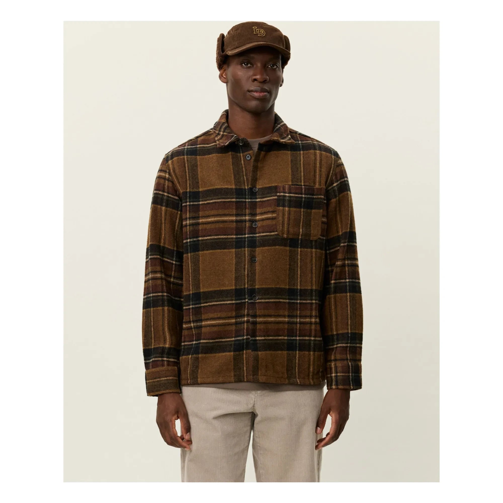 Les Deux - Kaleb Ekoseli Wolle Overshirt | Braun