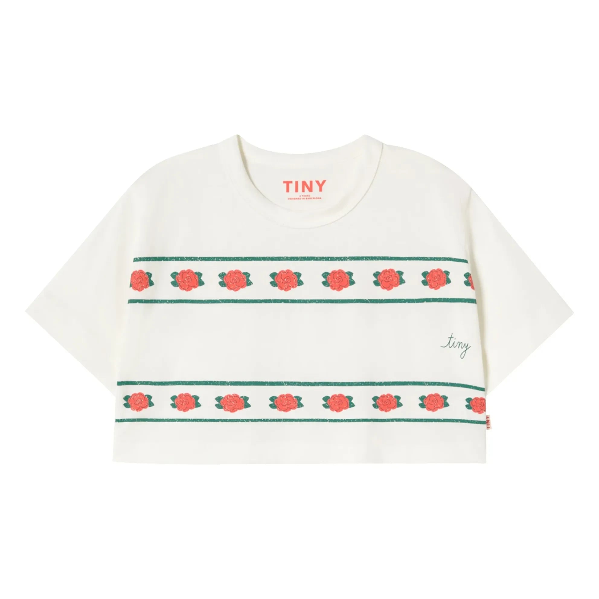 Tinycottons - Crop Roses Bio-Baumwoll-T-Shirt | Weiß