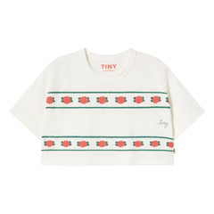 Tinycottons - Crop Roses Bio-Baumwoll-T-Shirt | Weiß