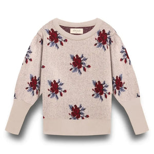 birinit - Colette Flowers Merino yün kazak | Fildişi