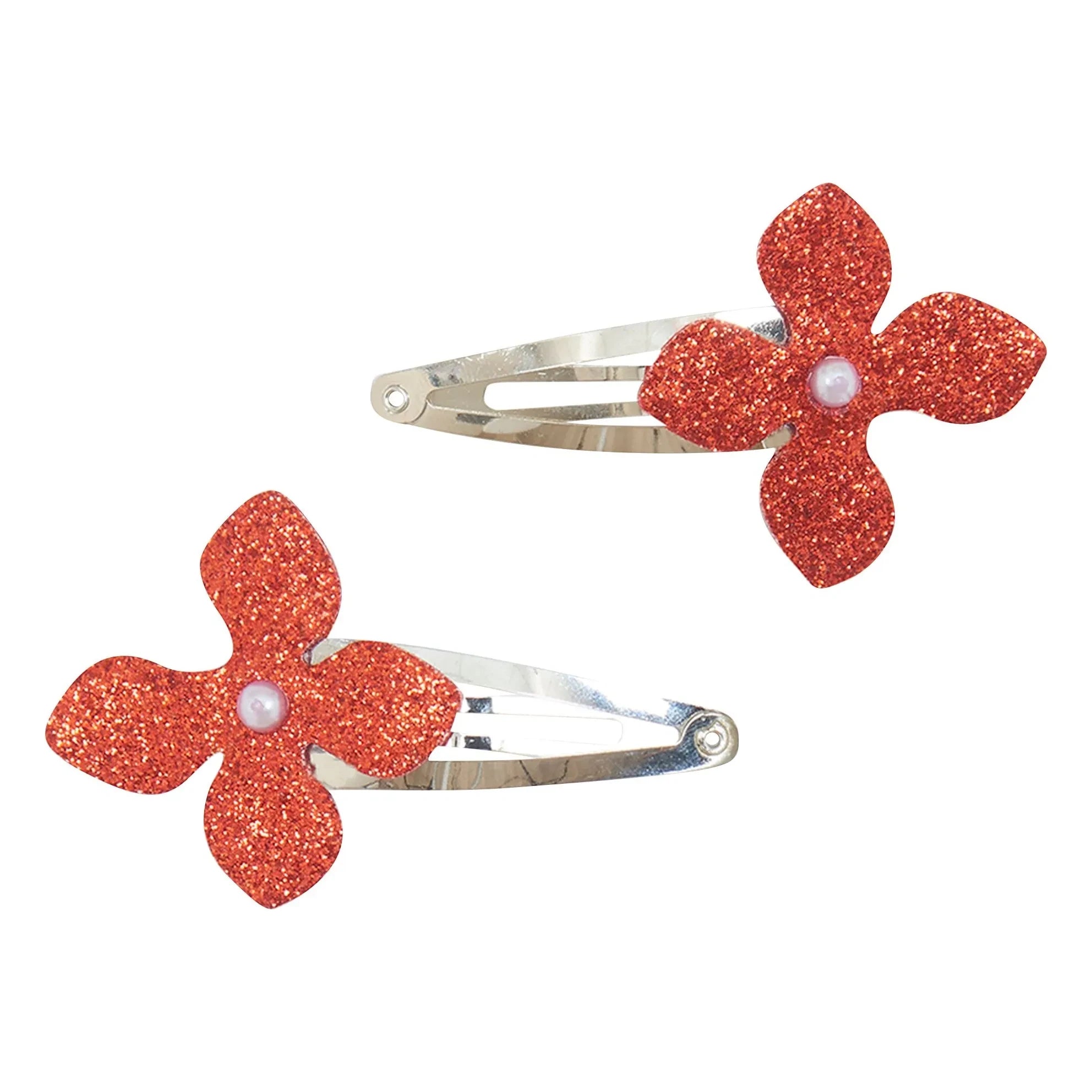 Tartine et Chocolat - 2'li Simli Çiçekli Toka | Kiraz kırmızısı