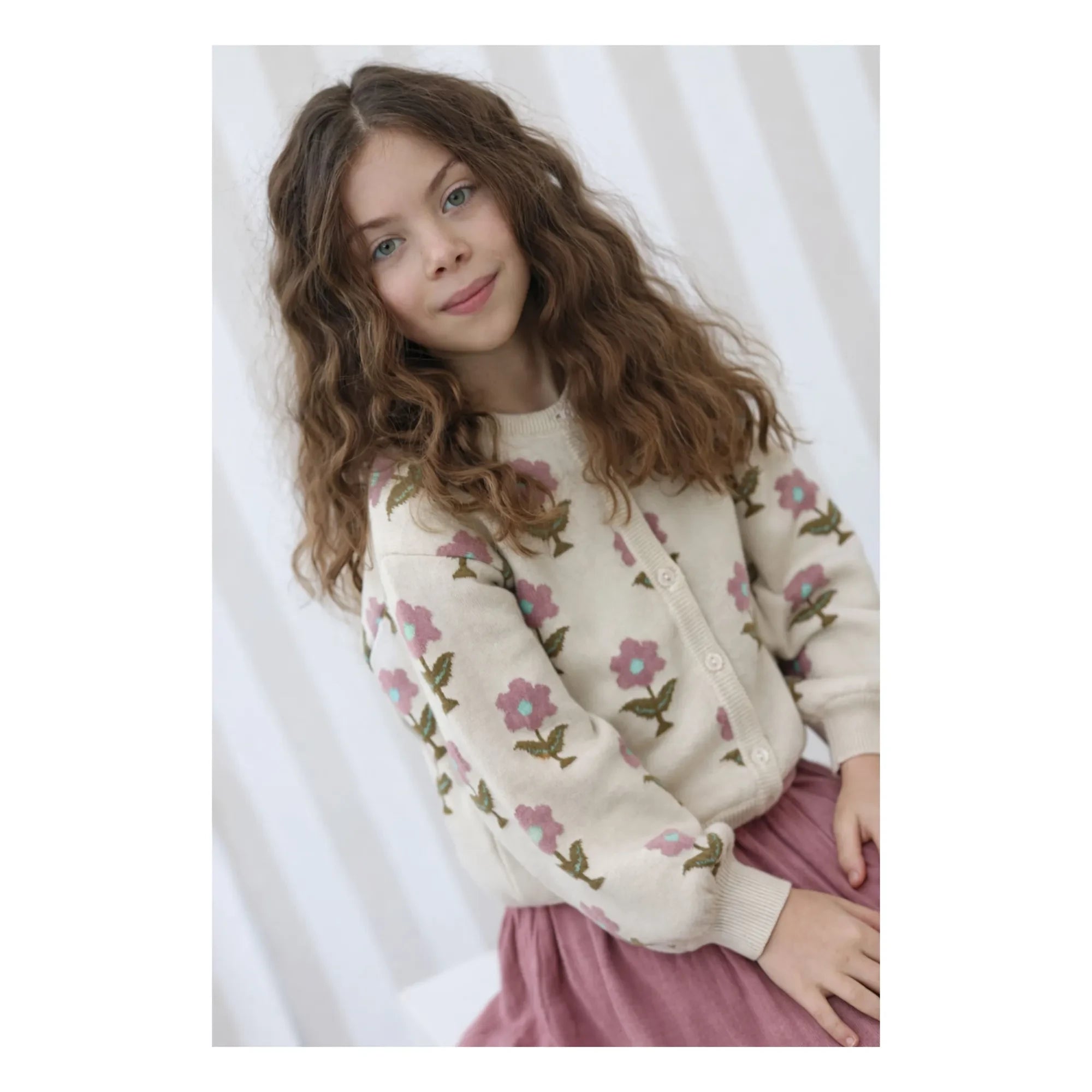 Lililotte - Cardigan Carla Fleurs Bio-Baumwolle | Creme