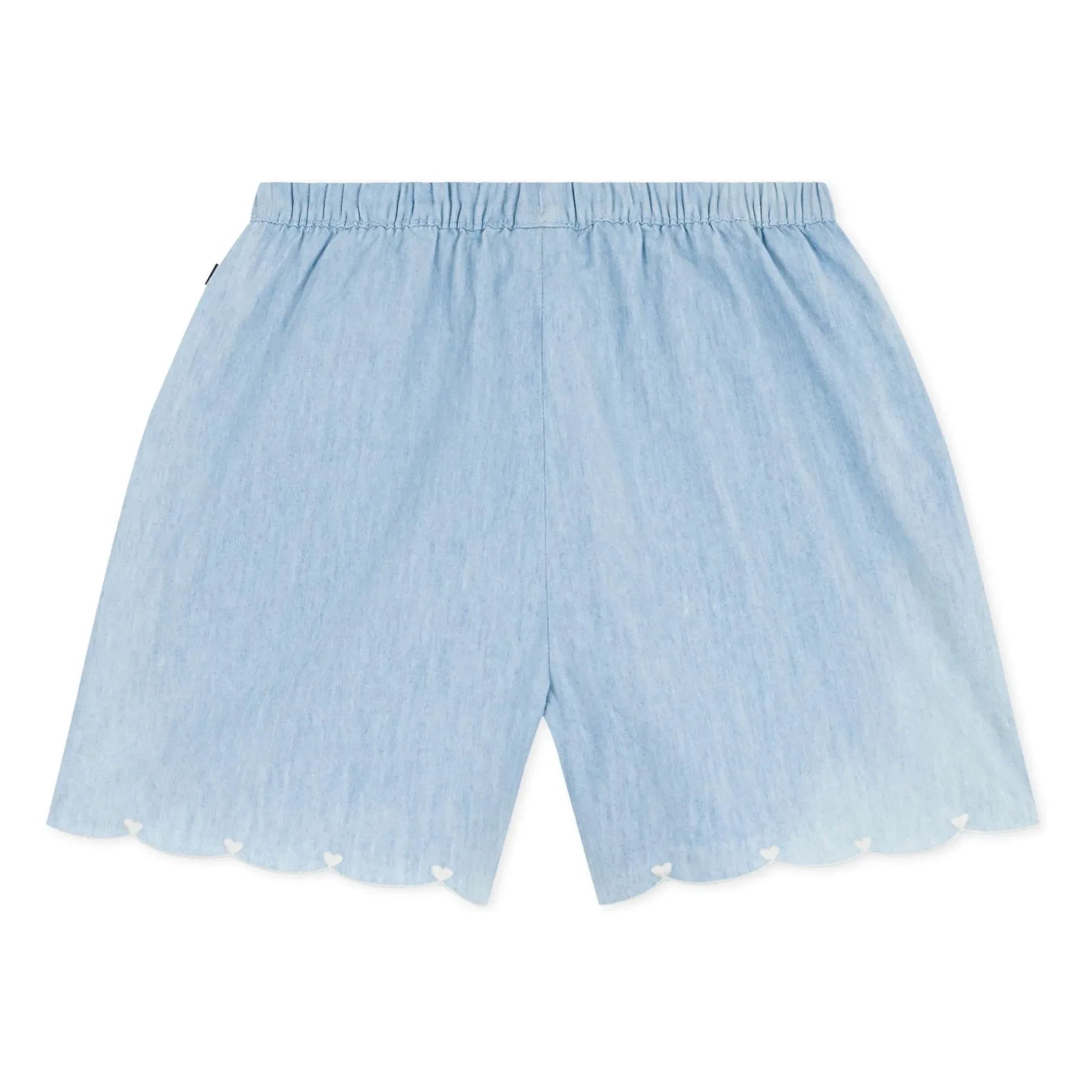 Petit Bateau - Shorts aus Bio-Baumwoll-Chambray mit Herzmuster | Hellblau