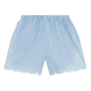 Petit Bateau - Shorts aus Bio-Baumwoll-Chambray mit Herzmuster | Hellblau