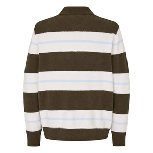 Samsoe Samsoe - Sanino Langarm-Poloshirt mit Streifen | Khaki