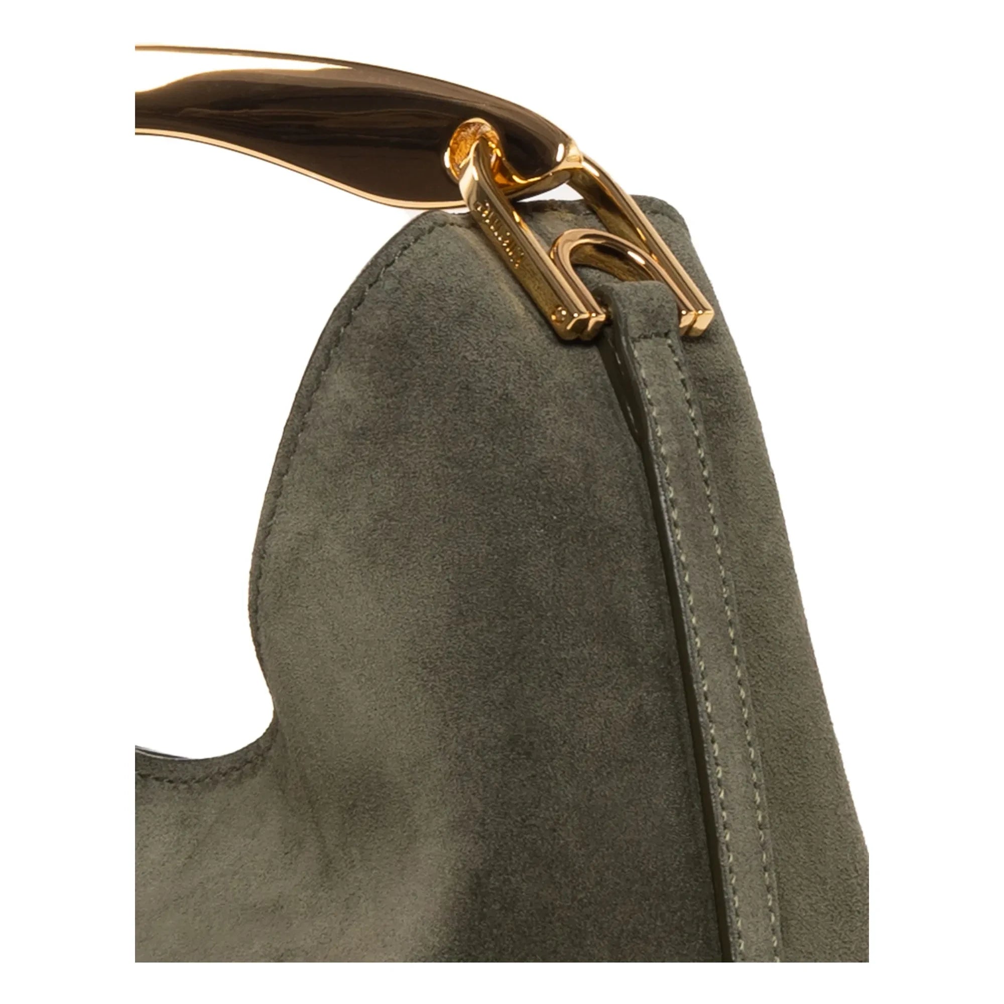 Umschlagtasche - Kleine Boomerang-Tasche aus genarbtem Leder | Khaki