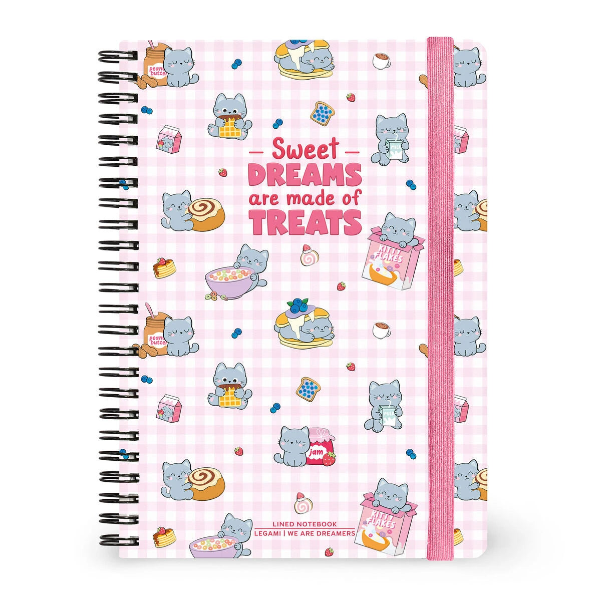 Legami - A5 Çizgili Resimli Sert Kapaklı Defter - Minik Kedi - Spiral Ciltli