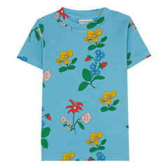 The Campamento - Geripptes T-Shirt Blumen | Azurblau