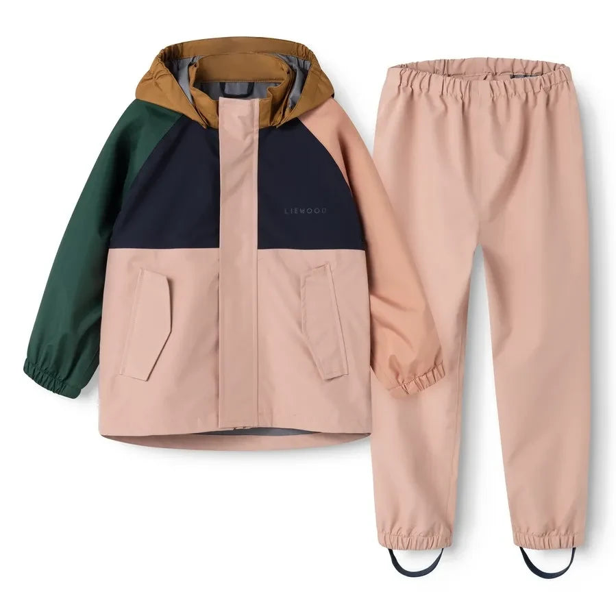 Liewood - Pedia Colorblock-Regen-Set aus recycelten Fasern | Rosa