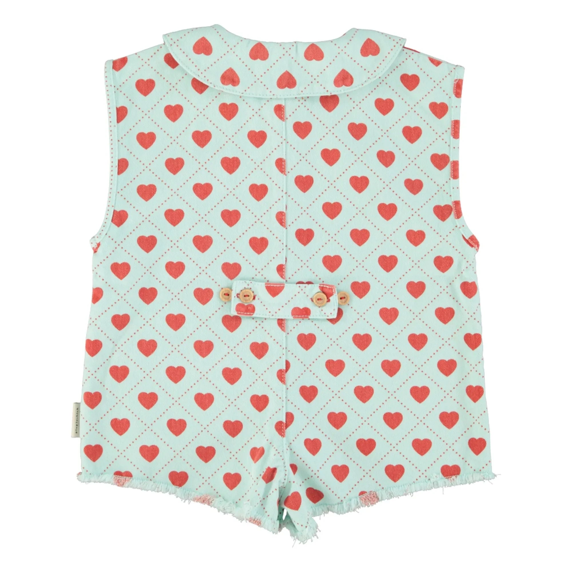 Piupiuchick – Twill-Strampler mit Herzchen | Hellblau