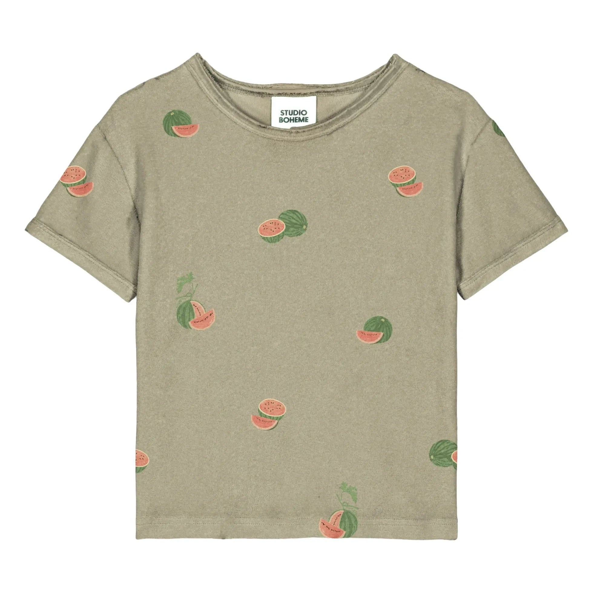 Studio Bohème - Essential Watermelon Bio-Baumwolle Frottee T-Shirt | Khaki