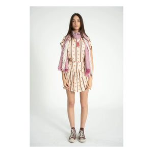 Sisters Department - Blumenmuster ärmellose Bluse | Cremeweiß
