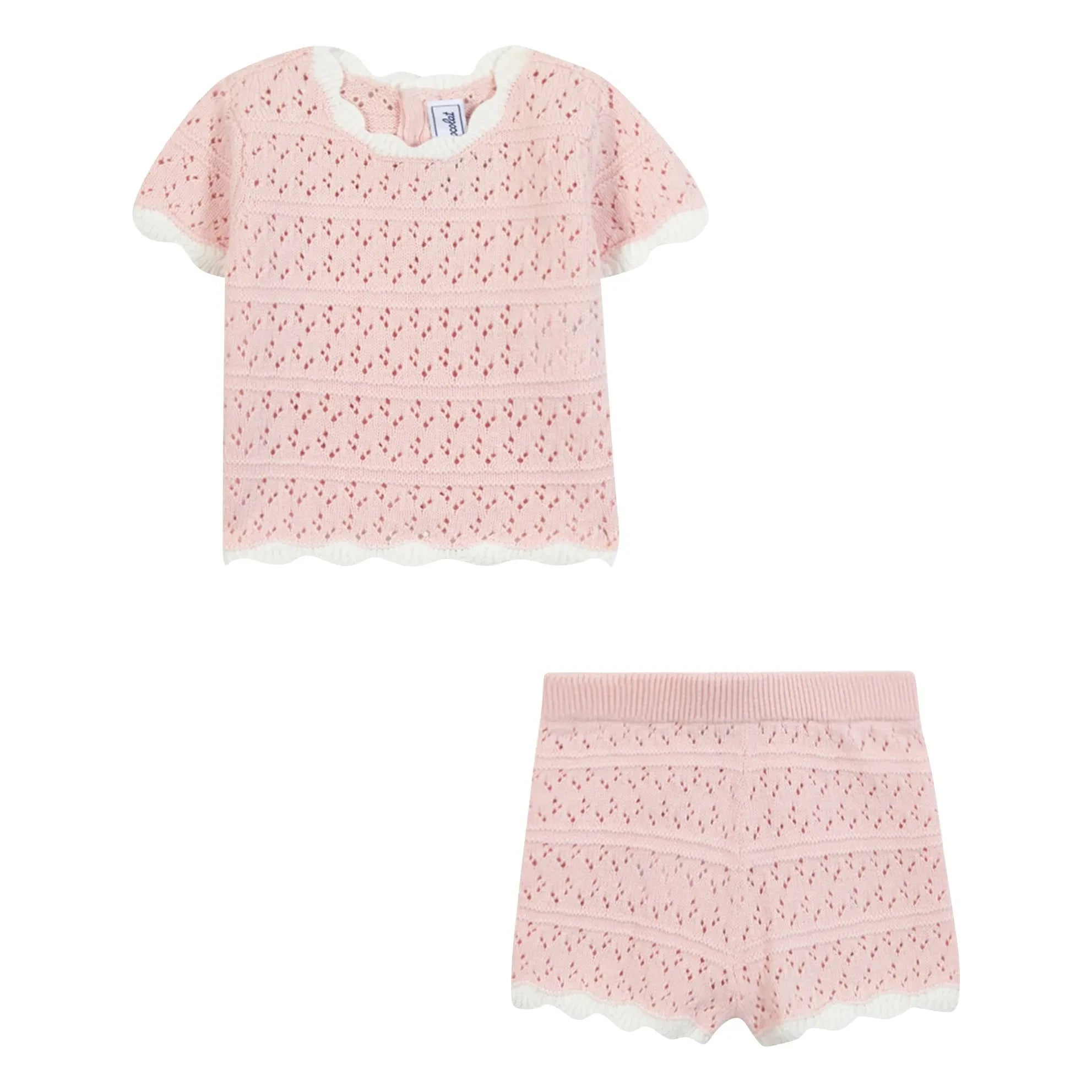 Tartine et Chocolat - Pointelle T-Shirt- und Shorts-Set | Hellrosa