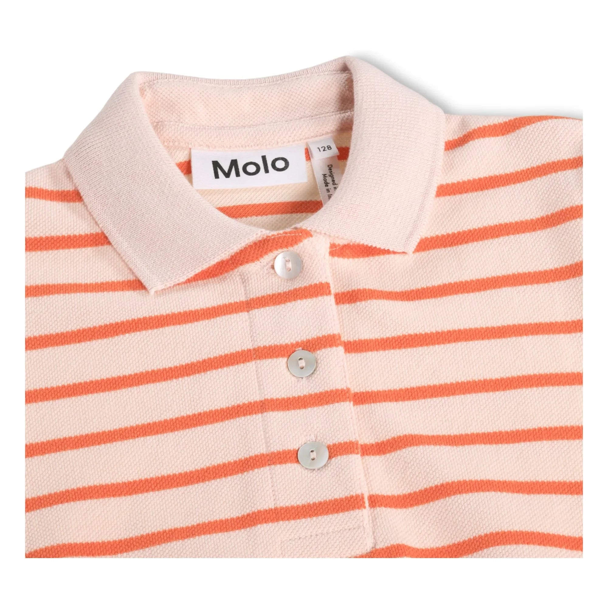 Molo - Raki Gestreiftes Bio-Baumwolle Polo-Shirt | Hellrosa