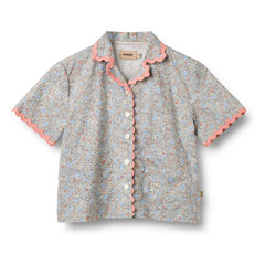 Wheat - Lace Vilma Fleurie Bio-Baumwoll-Bluse | Hellblau