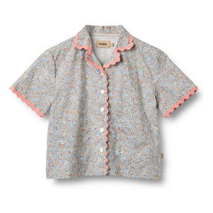 Wheat - Lace Vilma Fleurie Bio-Baumwoll-Bluse | Hellblau