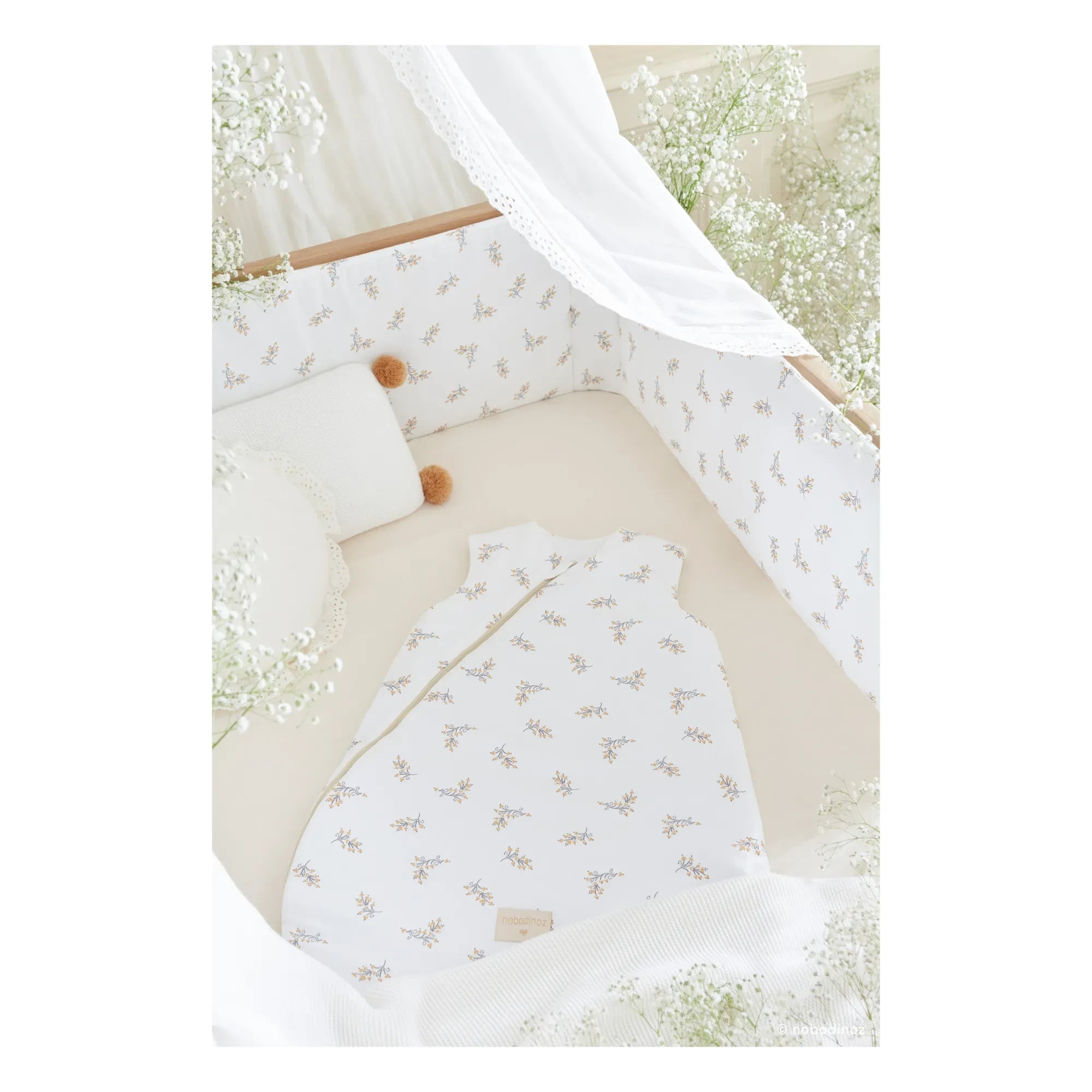 Nobodinoz - Cocoon Flore Organik Pamuk Bebek Uyku Tulumu | Krem