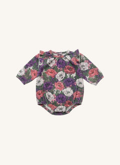 Studio Bohème - Esmée Blümchen-Muster Ripp-Corduroy Bio-Baumwolloverall | Lila