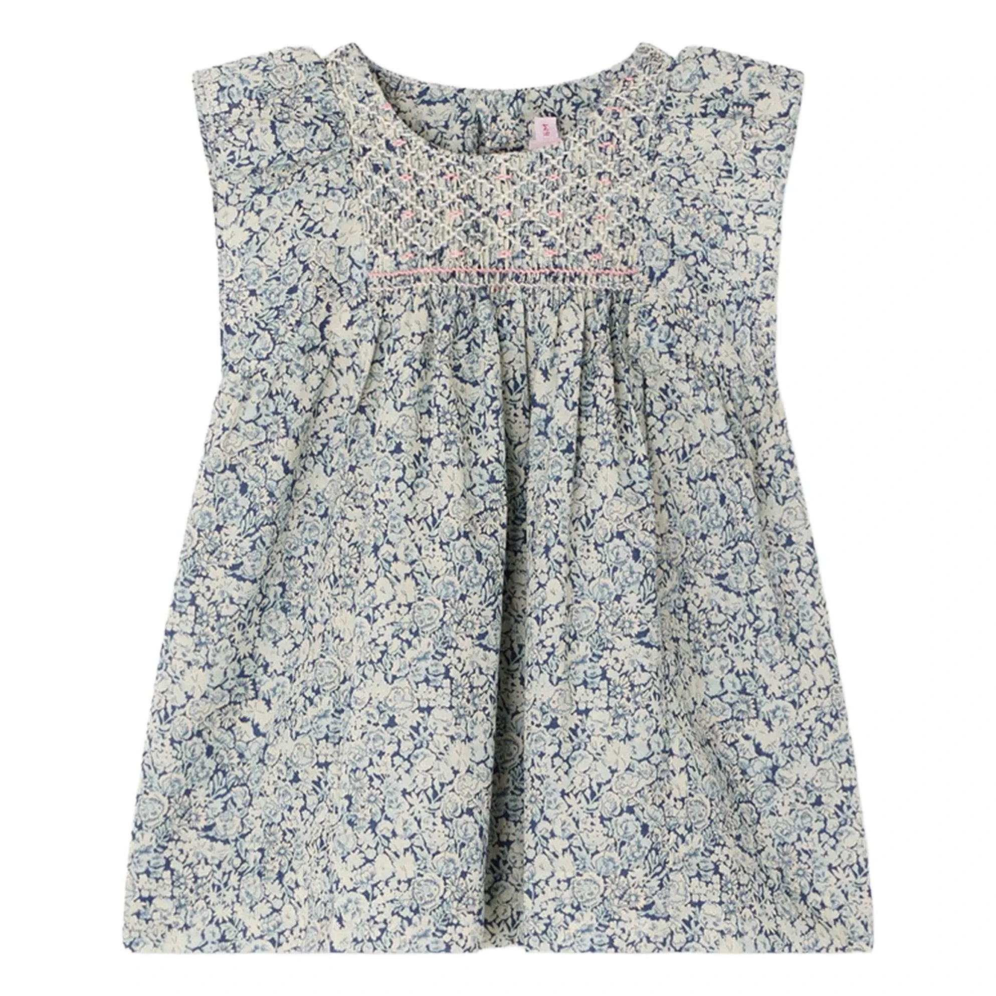 Bonpoint - Cadelili Fleurie Kleid aus Bio-Baumwolle mit Bündchen | Preußischblau