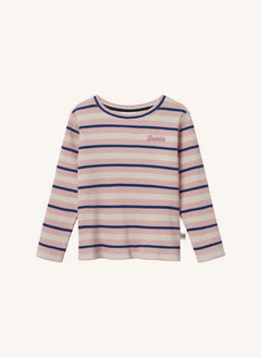 Goldie + Ace - Geripptes gestreiftes T-Shirt | Rosa