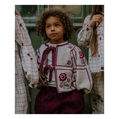 Fliink - Charlotte Flowers Bio-Baumwoll-Strickjacke | Ecru