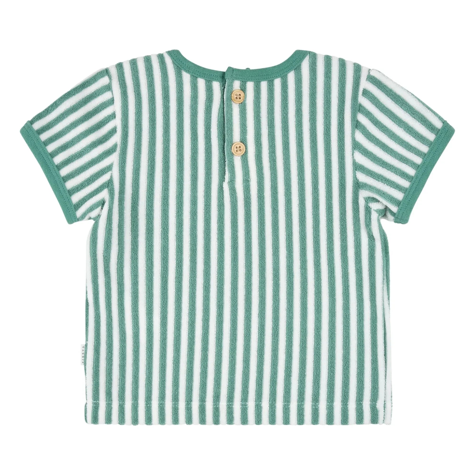 Petit Lem – Gestreiftes T-Shirt- und Shorts-Set aus Bio-Baumwolle | Türkis