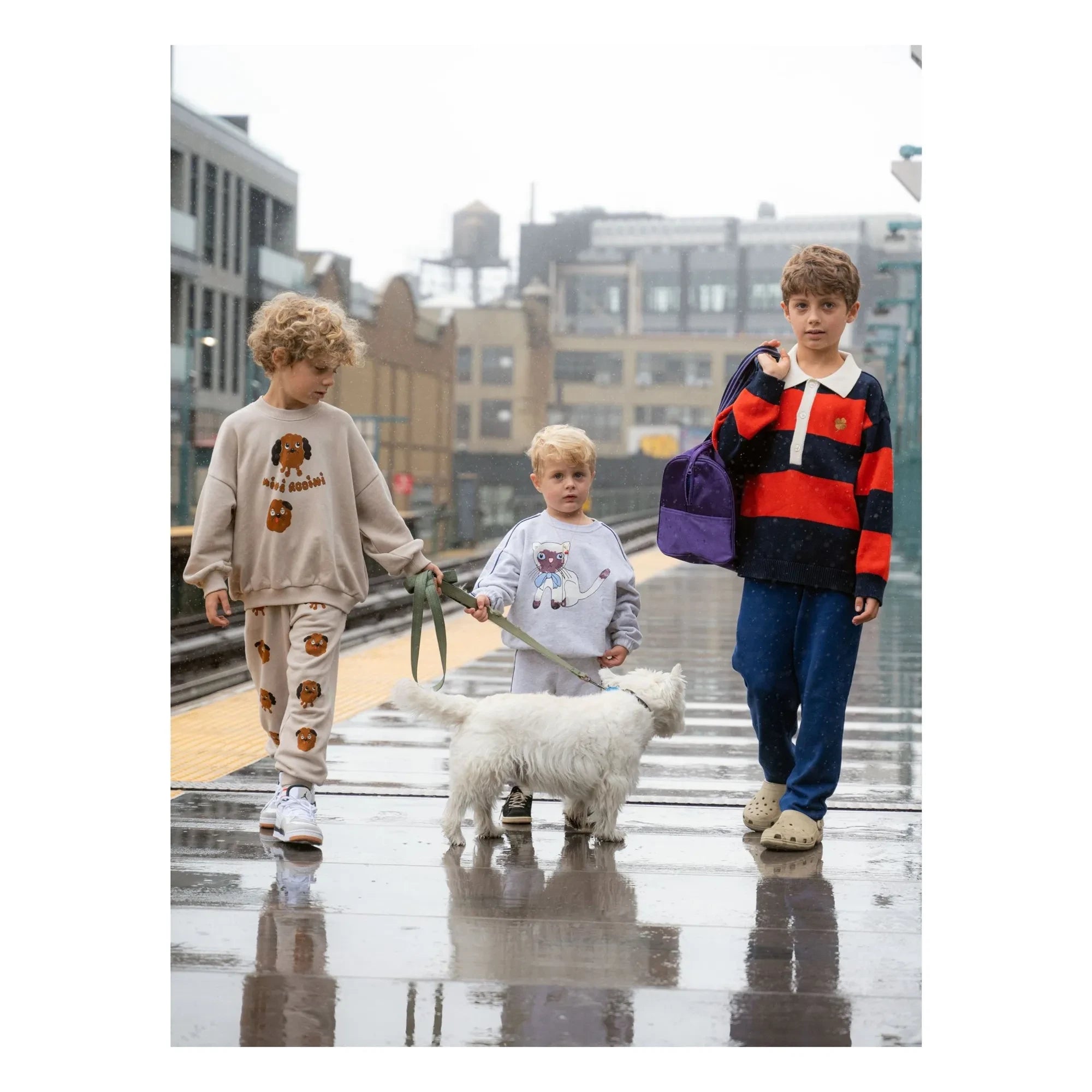 Mini Rodini – Sweatshirt aus Bio-Baumwolle mit Siamkatzen-Print | Graumeliert