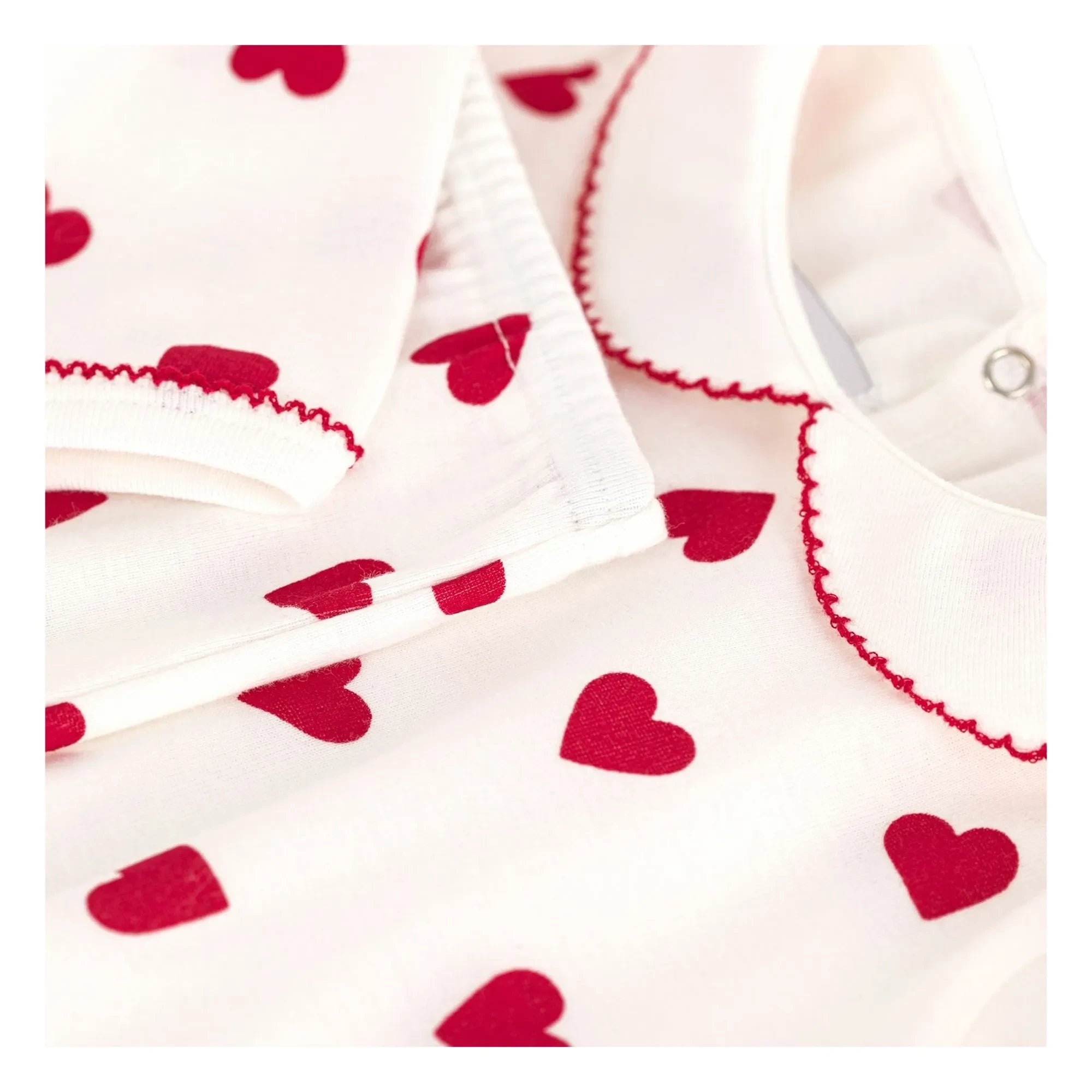 Petit Bateau - Pyjama mit Herzkragen aus Bio-Baumwolle | Weiß