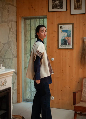 La Méricaine - Wappos Lange Woll-Poncho | Braun