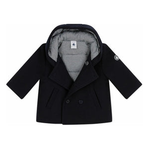 Petit Bateau - Marineblaue Baby-Wolljacke mit Knöpfen