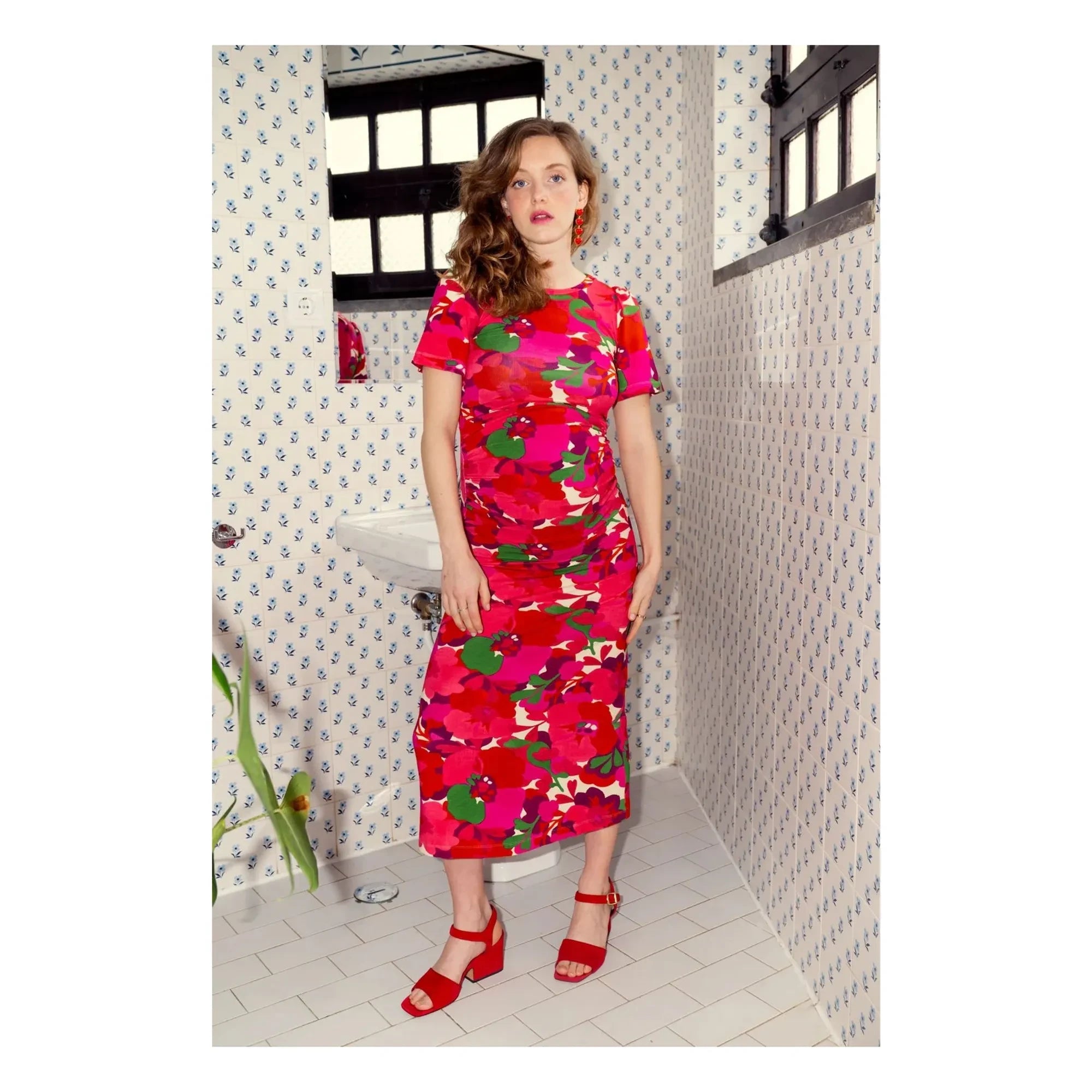 Paloma Collection - Theodora Pop Flower Umstandskleid | Rot