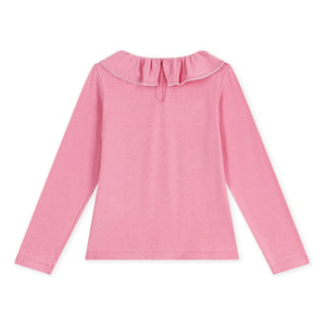 Petit Bateau - Organik pamuk fırfırlı yaka T-shirt | Pembe
