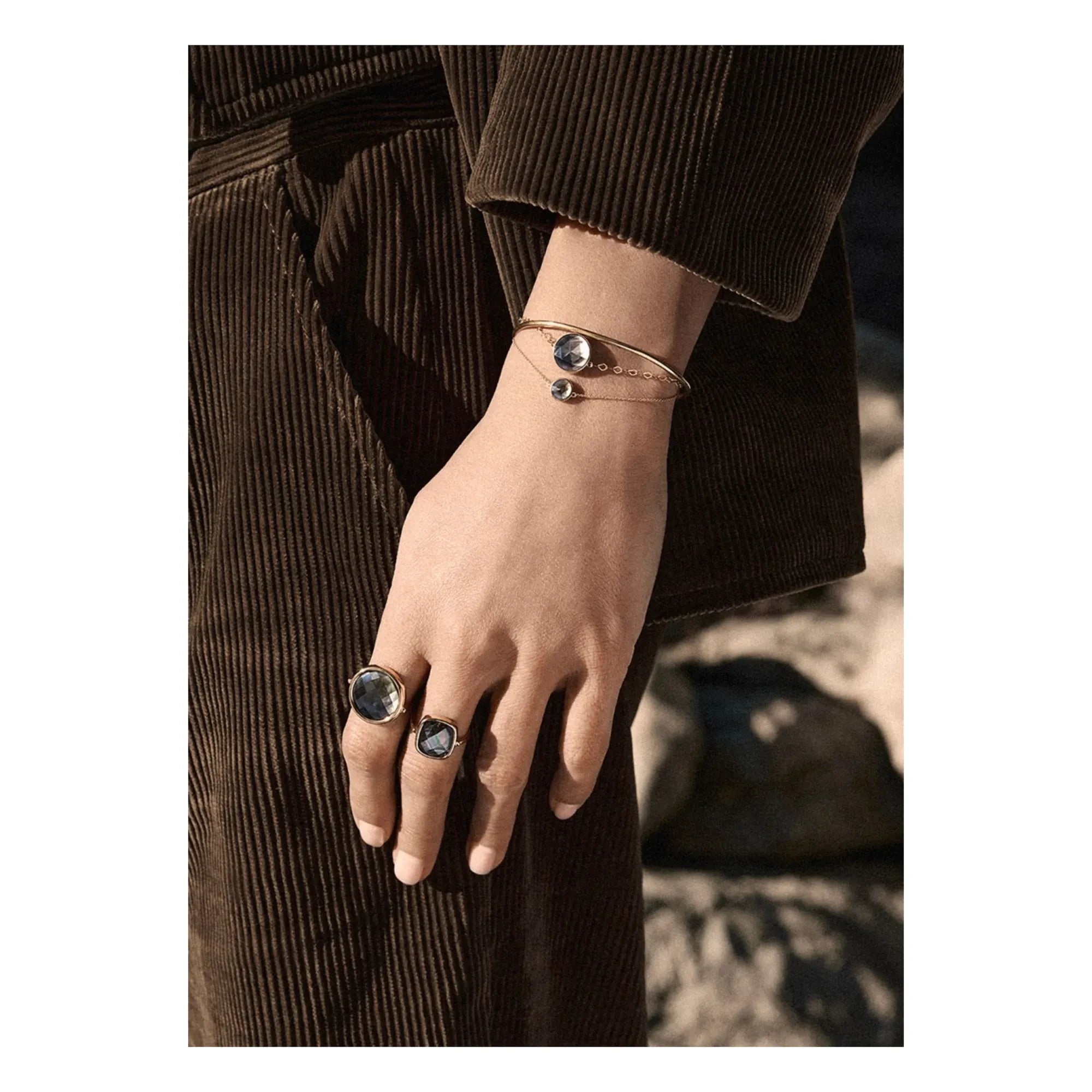 Ginette NY - Scheiben-Mini-Pixie-Armband in Ebenholz | Roségold