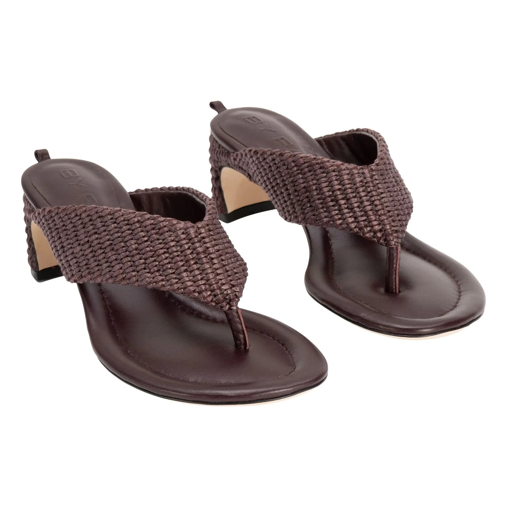 BY FAR - Dasha Deri ve Raphia Sandalen | Weinrot