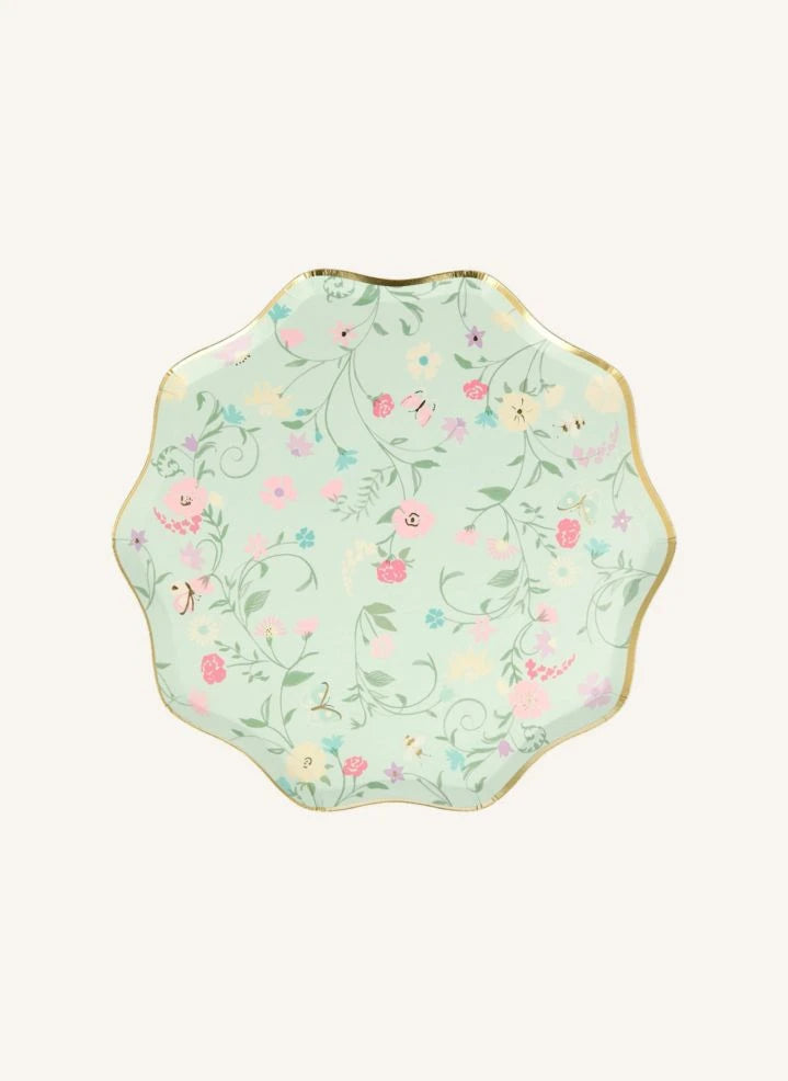 Meri Meri - Ladurée Pappteller mit kleinem Blumenmuster - 8er Set