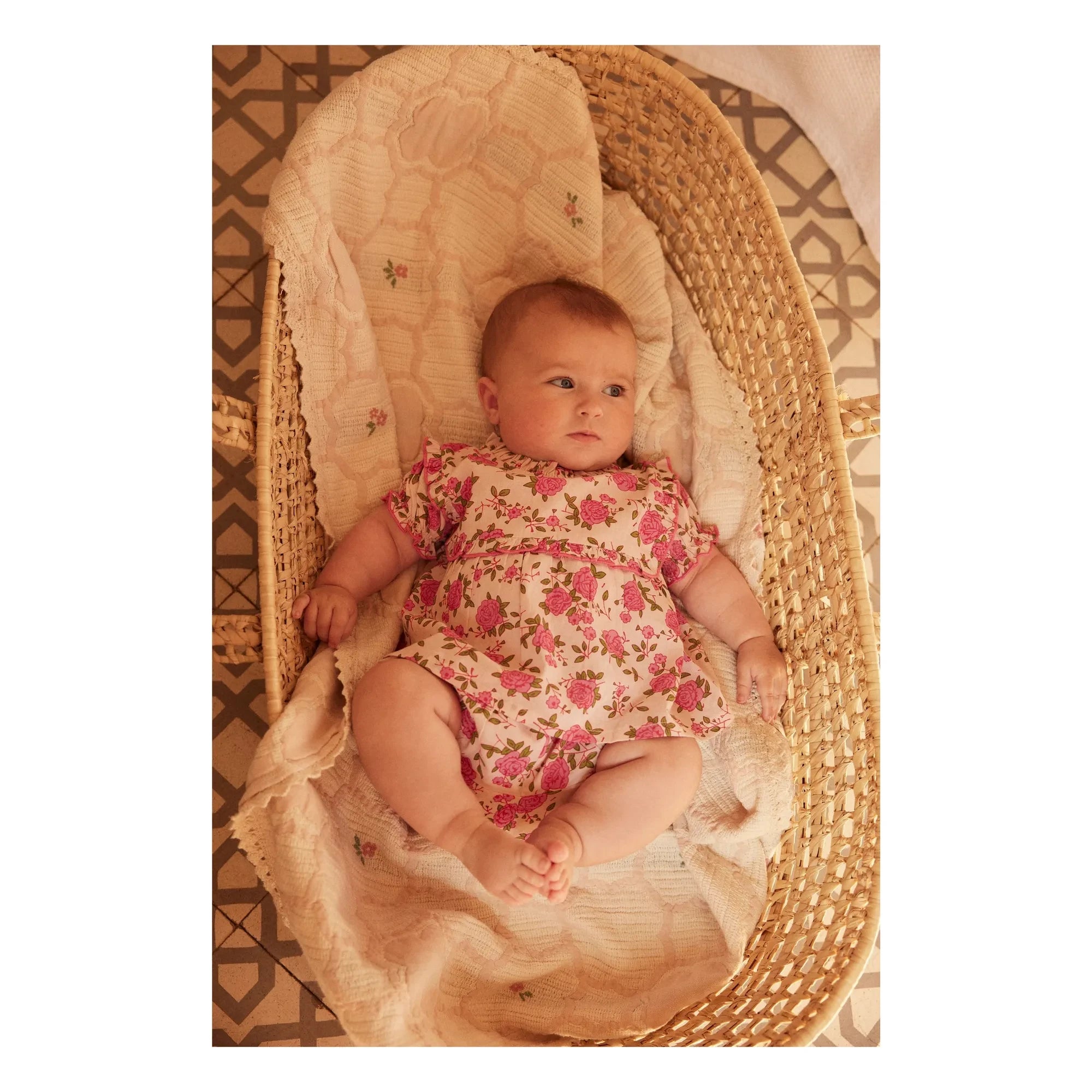 Bebe Organic - Cleo Fleurie Bio-Baumwolldecke | Ecru