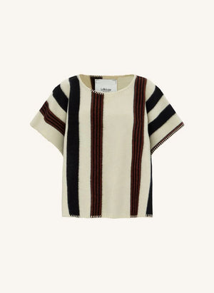 La Méricaine - Blackfeet Recycelte Wolle Lange Poncho | Ecru