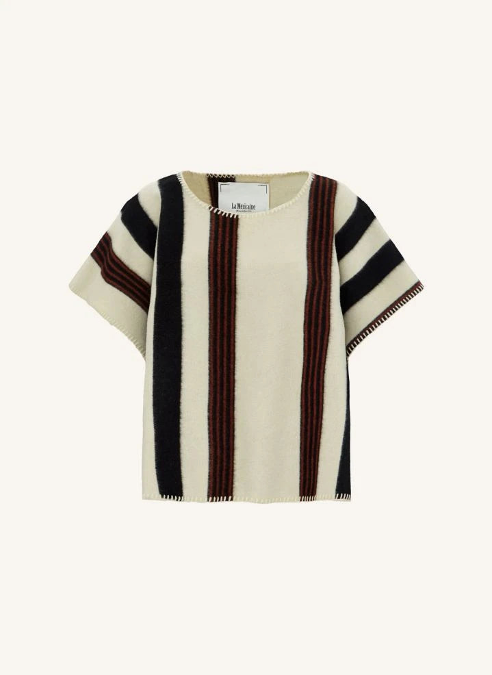 La Méricaine - Blackfeet Recycelte Wolle Lange Poncho | Ecru