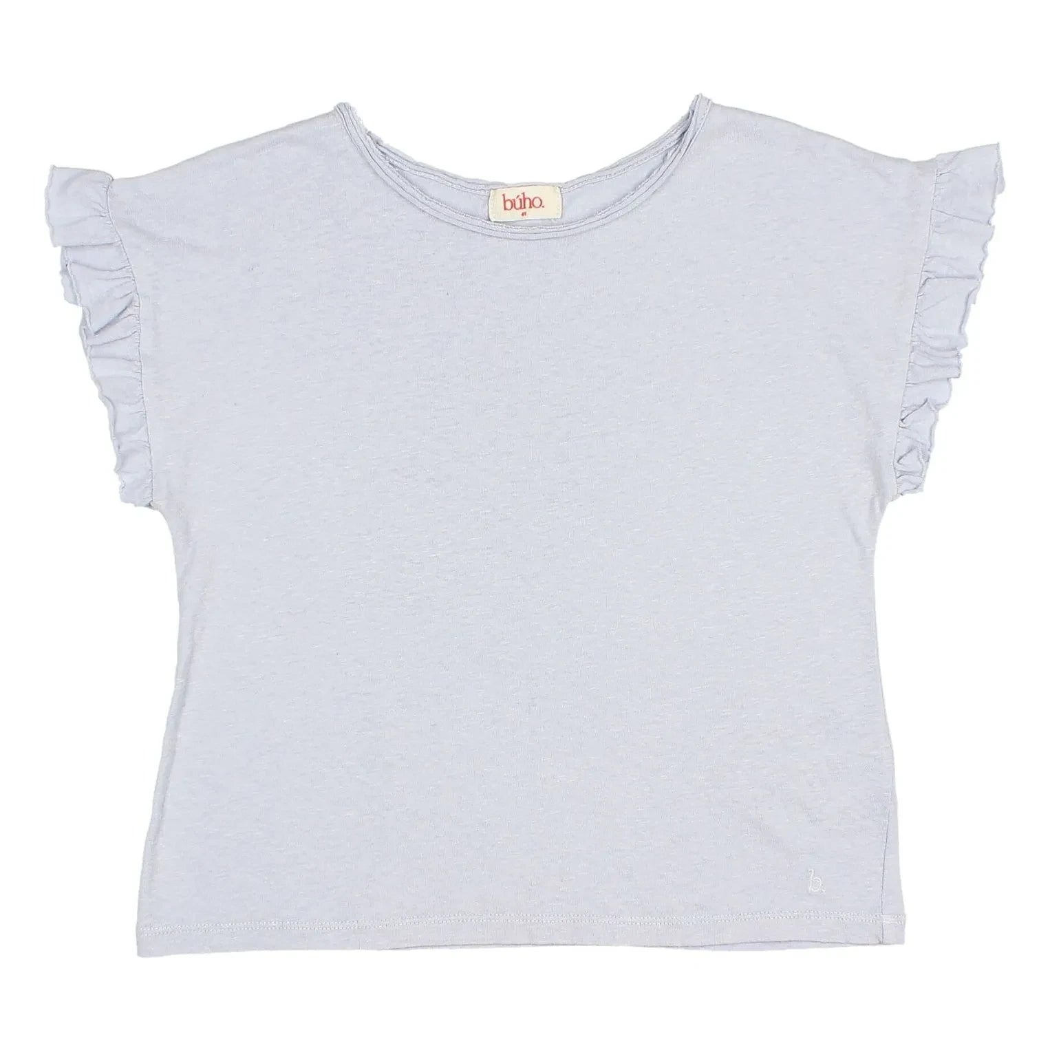 Búho - Rüschen-T-Shirt aus Leinen | Hellblau