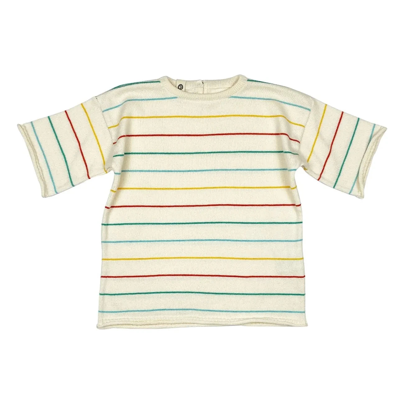 Bayiri - Botanik Gestreiftes Bio-Baumwoll-T-Shirt | Ecru