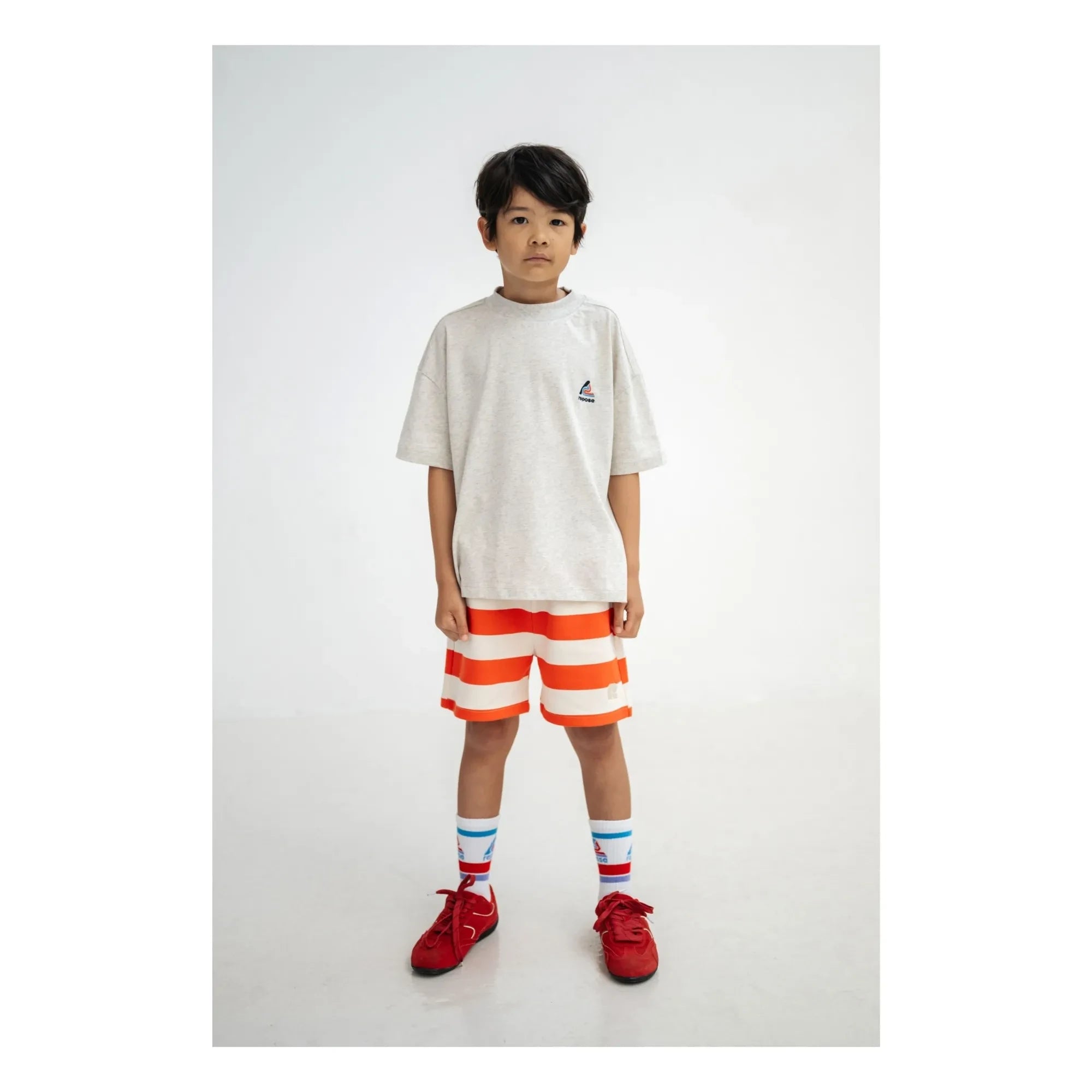 Repose AMS - Gestreifte Jogger-Shorts aus Bio-Baumwolle | Rot