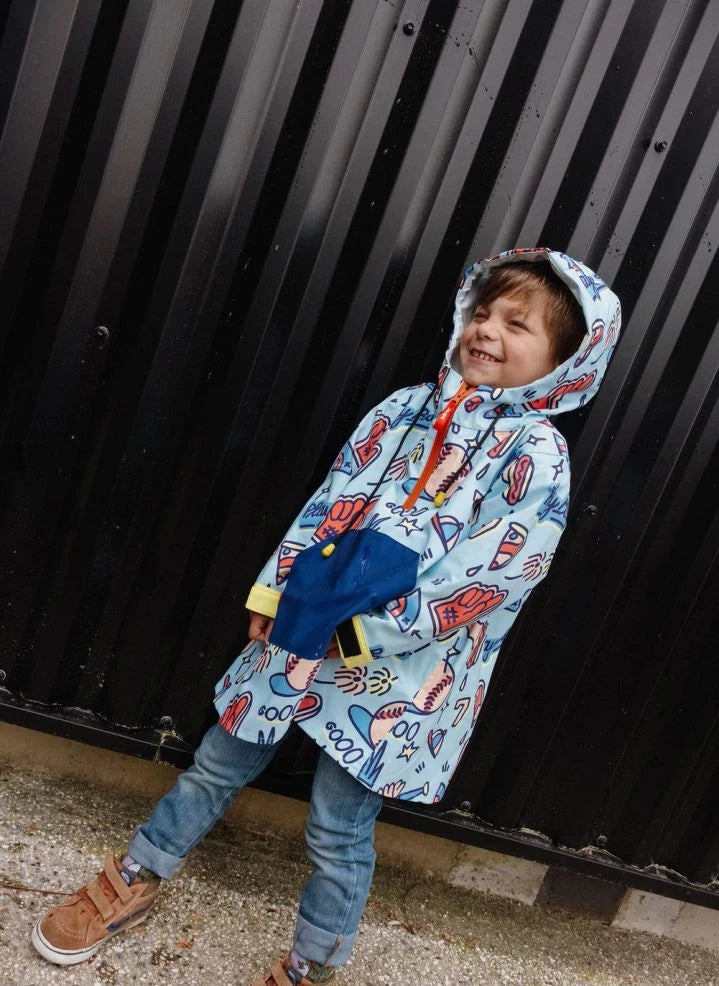 Hello Hossy - Regenponcho für Baseballspiele | Blau