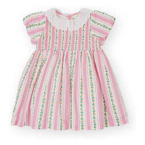 Goldie + Ace - Gestreiftes gerafftes Kleid | Rosa