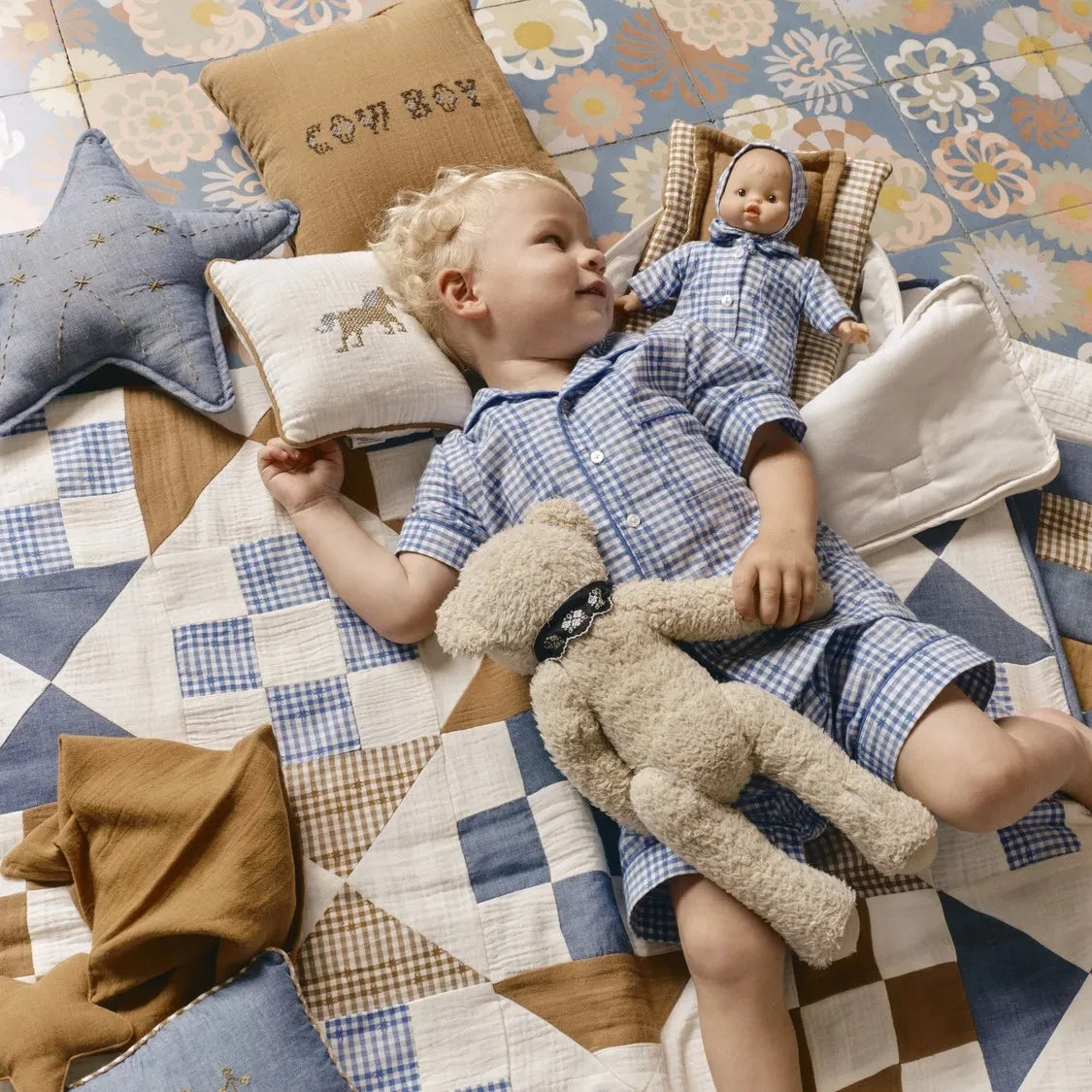 Editions Aimable - Pio pijama | Mavi Vichy Pamuk